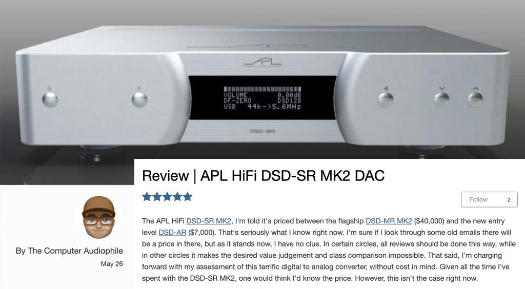 APL HiFi DSD-SR MK2 DAC Computer Audiophile Audiophile Style